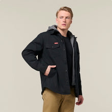 Load image into Gallery viewer, Hard Yakka Men&#39;s Heritage Quilted Hooded Shacket - Black
