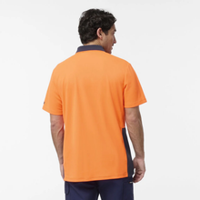 Load image into Gallery viewer, KingGee Men's Originals Spliced Hi-Vis S/S Polo - Orange/Navy
