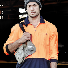 Load image into Gallery viewer, Syzmik Unisex Basic Day Only L/S Polo - Orange/Navy
