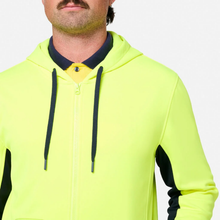 Load image into Gallery viewer, KingGee Men's Originals Spliced Hi-Vis Full Zip Hoodie - Yellow/Navy
