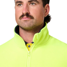 Load image into Gallery viewer, KingGee Men's Originals Spliced Hi Vis 1/4 Zip Pullover - Yellow/Navy
