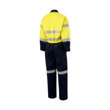 Load image into Gallery viewer, KingGee Men's Originals Spliced Hi-Vis Taped Overall - Yellow/Navy

