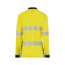Load image into Gallery viewer, KingGee Women's Womens Originals Spliced Hi-Vis Taped L/S Cotton Polo - Yellow/Navy

