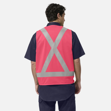 Load image into Gallery viewer, KingGee Men's Originals Hi-Vis X Back Polyester Vest - Pink
