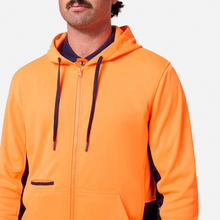 Load image into Gallery viewer, KingGee Men's Originals Spliced Hi-Vis Full Zip Hoodie - Orange/Navy
