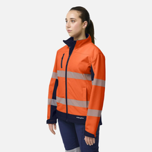 Load image into Gallery viewer, KingGee Women's Originals Hi-Vis Taped Softshell Jacket - Orange/Navy
