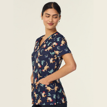 Load image into Gallery viewer, NNT Women's Native Xmas Print Scrub Top - Navy
