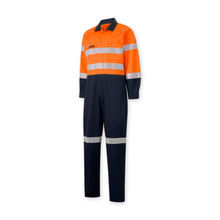 Load image into Gallery viewer, KingGee Men's Originals Spliced Hi-Vis Taped Overall - Orange/Navy
