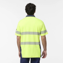 Load image into Gallery viewer, KingGee Men's Originals Spliced Hi-Vis Taped S/S Cotton Back Polo - Yellow/Navy
