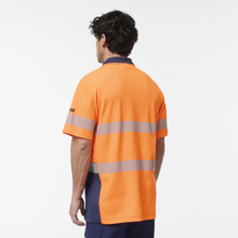 Load image into Gallery viewer, KingGee Men's Originals Spliced Hi-Vis Taped S/S Cotton Back Polo - Orange/Navy
