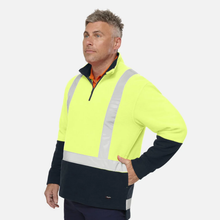 Load image into Gallery viewer, KingGee Men's Originals Spliced Hi-Vis Taped 1/4 Zip Pullover - Yellow/Navy
