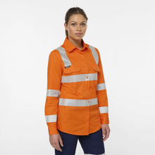 Load image into Gallery viewer, KingGee Women's Originals Vic Rail Hi Vis Taped L/S Shirt - Orange
