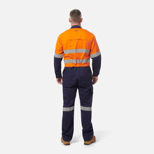Load image into Gallery viewer, KingGee Men's Workcool 2 Reflective Spliced Combination Overall - Orange/Navy
