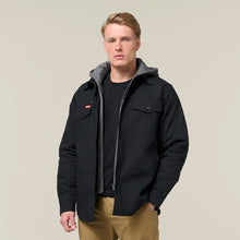 Load image into Gallery viewer, Hard Yakka Men&#39;s Heritage Quilted Hooded Shacket - Black
