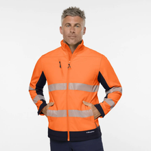 Load image into Gallery viewer, KingGee Men's Originals Hi-Vis Taped Softshell Jacket - Orange/Navy
