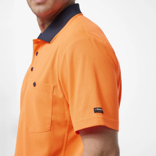 Load image into Gallery viewer, KingGee Men's Originals Spliced Hi-Vis S/S Polo - Orange/Navy
