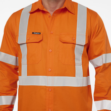 Load image into Gallery viewer, KingGee Men's Originals Nsw Rail Vented Taped L/S Shirt - Orange
