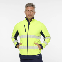 Load image into Gallery viewer, KingGee Men's Originals Hi-Vis Taped Softshell Jacket - Yellow/Navy
