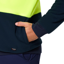 Load image into Gallery viewer, KingGee Men's Originals Spliced Hi Vis 1/4 Zip Pullover - Yellow/Navy
