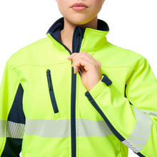 Load image into Gallery viewer, KingGee Women's Women’S Originals Hi-Vis Taped Softshell Jacket - Yellow/Navy
