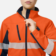 Load image into Gallery viewer, KingGee Women's Originals Hi-Vis Taped Softshell Jacket - Orange/Navy
