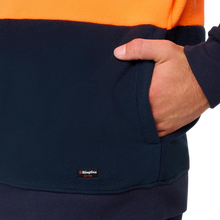 Load image into Gallery viewer, KingGee Men's Originals Spliced Hi Vis 1/4 Zip Pullover - Orange/Navy
