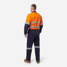 Load image into Gallery viewer, KingGee Men's Workcool 2 Reflective Spliced Combination Overall - Orange/Navy
