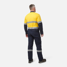 Load image into Gallery viewer, KingGee Men's Shieldtec Hi Vis 2 Tone Coverall with Flame Resistant Tape - Yellow/Navy
