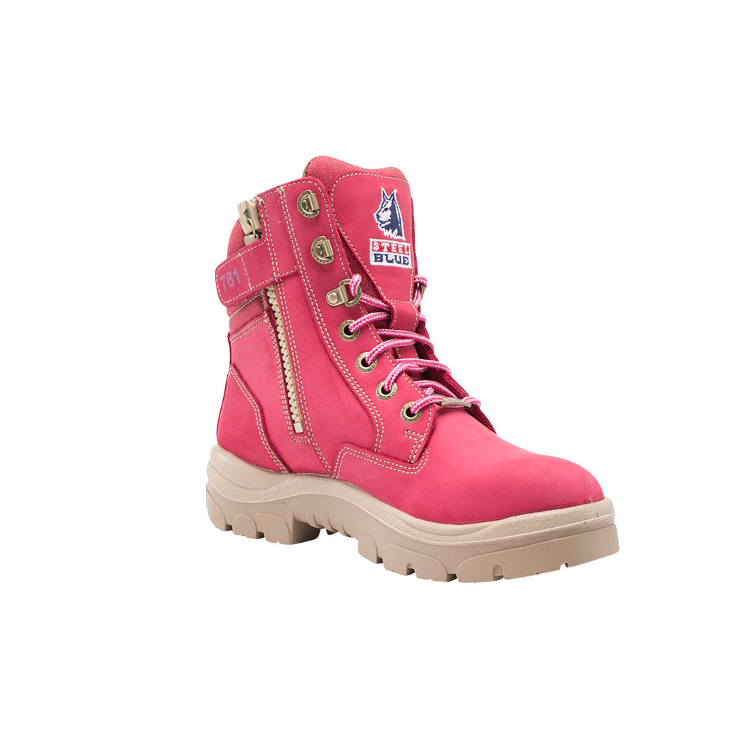 Steel Blue Women's Southern Cross Zip Ladies Steel Toe Nitrile Outsole Safety Boot - Pink