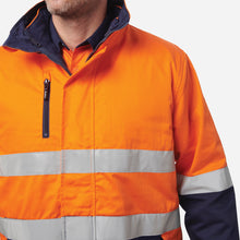 Load image into Gallery viewer, KingGee Men's Reflective 3 in 1 Cotton Jacket - Orange/Navy
