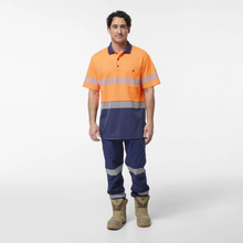 Load image into Gallery viewer, KingGee Men's Originals Spliced Hi-Vis Taped S/S Cotton Back Polo - Orange/Navy
