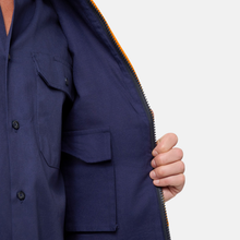 Load image into Gallery viewer, KingGee Men's Originals Spliced Hi-Vis Taped Bluey Jacket - Orange/Navy
