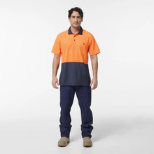 Load image into Gallery viewer, KingGee Men's Originals Spliced Hi-Vis S/S Polo - Orange/Navy
