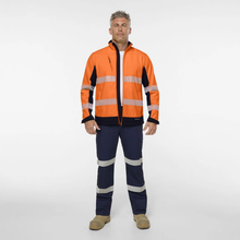 Load image into Gallery viewer, KingGee Men's Originals Hi-Vis Taped Softshell Jacket - Orange/Navy
