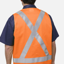 Load image into Gallery viewer, KingGee Men's Originals Hi-Vis X Back Cotton Drill Vest - Orange
