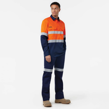 Load image into Gallery viewer, KingGee Men's Originals Spliced Hi-Vis Vented Cf Taped L/S Shirt - Orange/Navy
