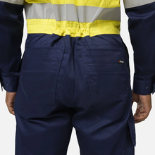 Load image into Gallery viewer, KingGee Men's Originals Spliced Hi-Vis Vented Taped Overall - Yellow/Navy
