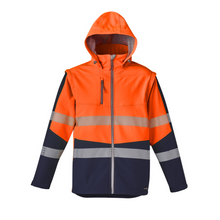 Load image into Gallery viewer, Syzmik Unisex Streetworx 2 In 1 Stretch Softshell Jacket - Orange/Navy
