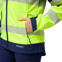 Load image into Gallery viewer, KingGee Women's Women’S Originals Hi-Vis Taped Softshell Jacket - Yellow/Navy
