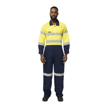 Load image into Gallery viewer, KingGee Men's Originals Spliced Hi-Vis Taped Overall - Yellow/Navy
