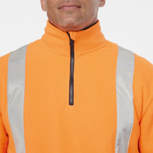 Load image into Gallery viewer, KingGee Men's Originals Spliced Hi-Vis Taped 1/4 Zip Pullover - Orange/Navy
