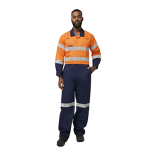 Load image into Gallery viewer, KingGee Men's Originals Spliced Hi-Vis Taped Overall - Orange/Navy
