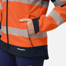 Load image into Gallery viewer, KingGee Women's Originals Hi-Vis Taped Softshell Jacket - Orange/Navy
