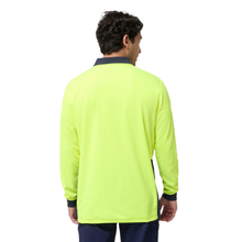 Load image into Gallery viewer, KingGee Men's Originals Spliced Hi-Vis L/S Polo - Yellow/Navy
