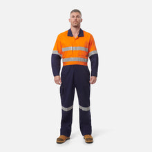 Load image into Gallery viewer, KingGee Men's Workcool 2 Reflective Spliced Combination Overall - Orange/Navy
