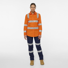 Load image into Gallery viewer, KingGee Women's Originals Vic Rail Hi Vis Taped L/S Shirt - Orange
