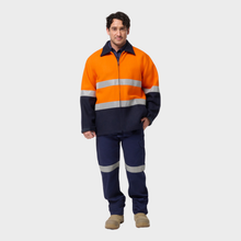 Load image into Gallery viewer, KingGee Men's Originals Spliced Hi-Vis Taped Bluey Jacket - Orange/Navy
