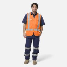 Load image into Gallery viewer, KingGee Men's Originals Hi-Vis X Back Cotton Drill Vest - Orange
