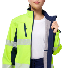 Load image into Gallery viewer, KingGee Women's Women’S Originals Hi-Vis Taped Softshell Jacket - Yellow/Navy
