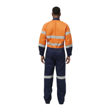 Load image into Gallery viewer, KingGee Men's Originals Spliced Hi-Vis Taped Overall - Orange/Navy
